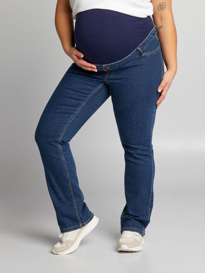 Calça jeans flare para gestantes - AZUL