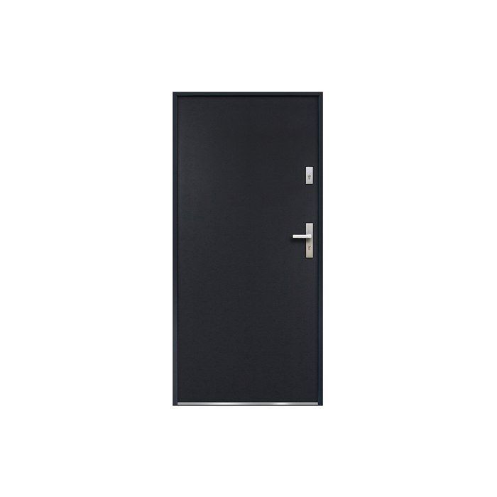 Puerta frontal de acero macizo, 207 cm de alto x 100 cm de ancho, color antracita - 55 mm de espesor - apertura a la izquierda - AGUEDA