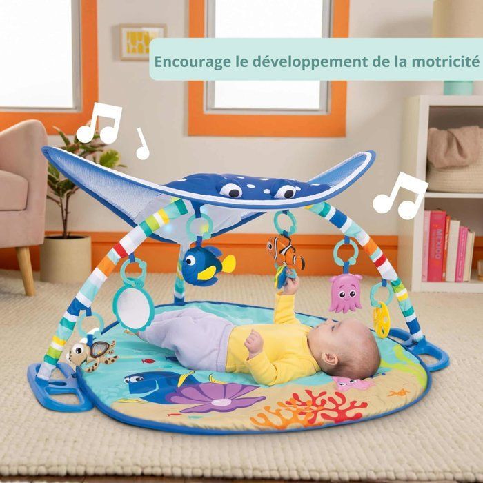 DISNEY BABY - NEMO - Tappetino da gioco per neonati, regalo per neonati, luci a stringa, specchio