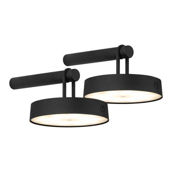 Lampă de perete LED cu baterii Moda, neagră, set de 2