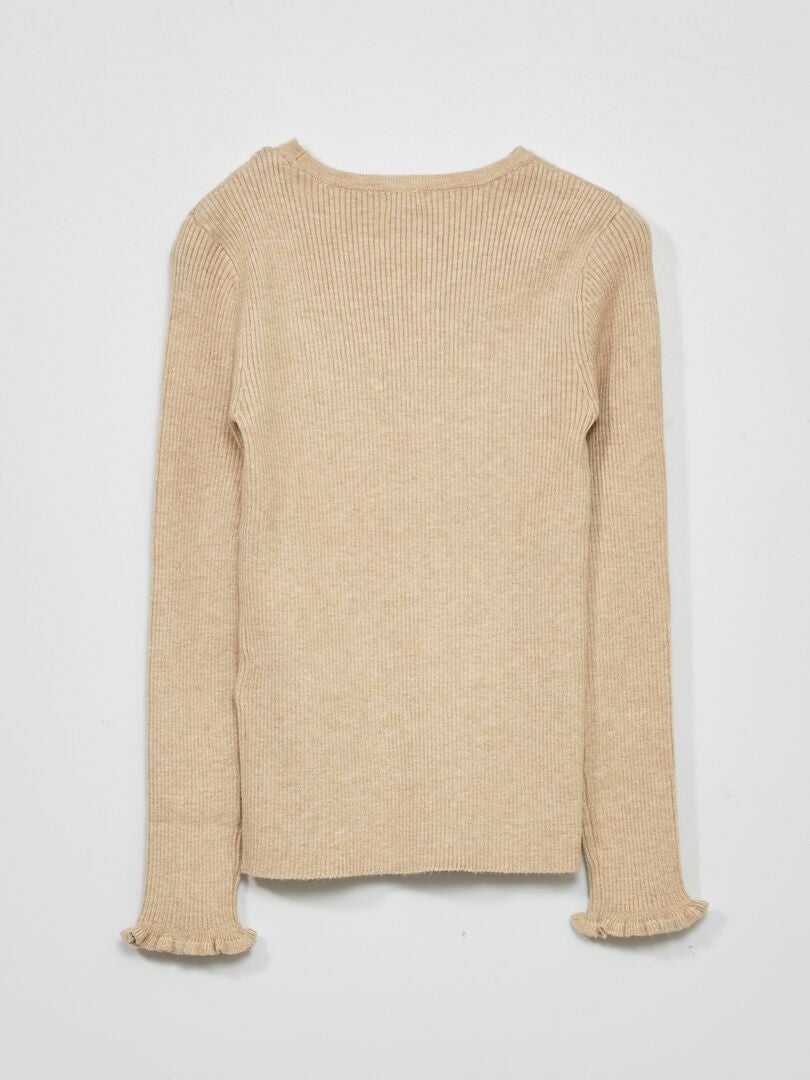 Geribbelde gebreide trui - Beige