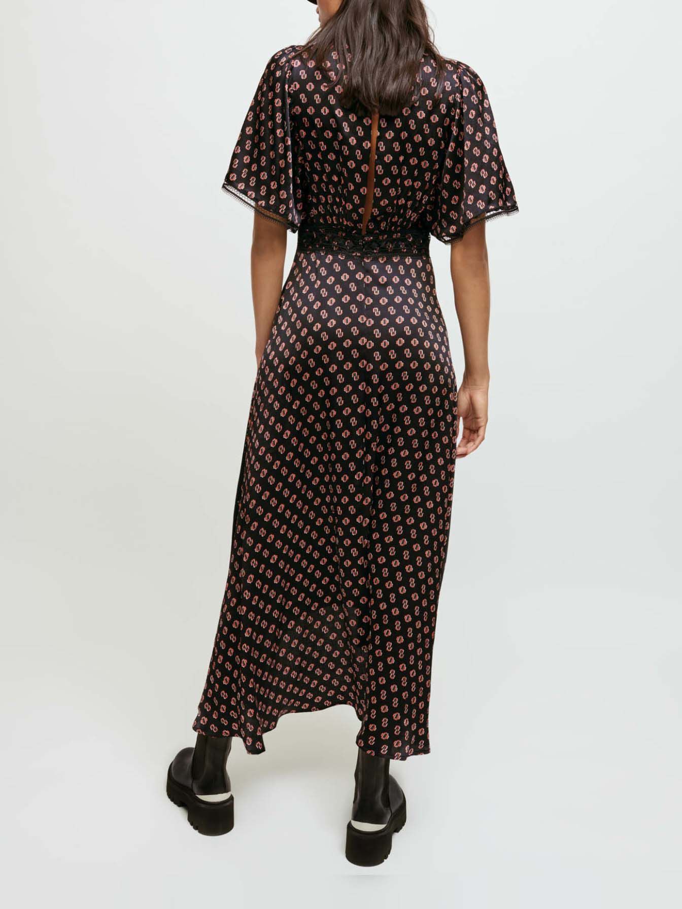 Zijden sjaaljurk met M-monogramprint M Noir petit