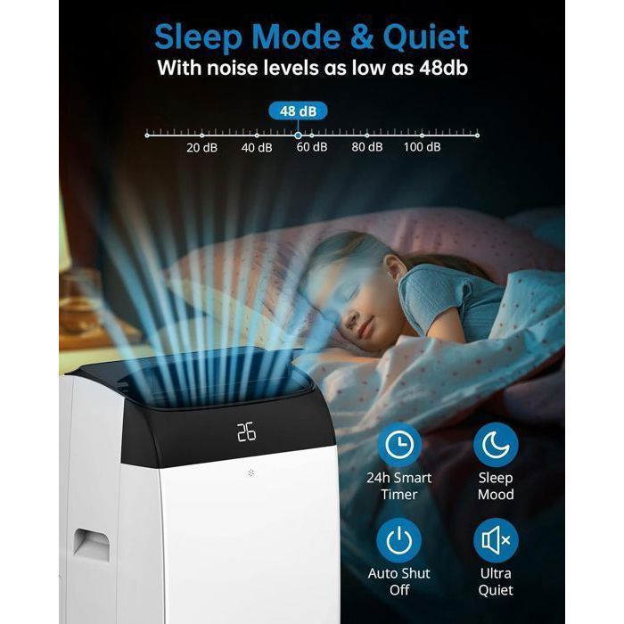 Climatiseur mobile - 12000 BTU - Déshumidificateur - Silencieux
