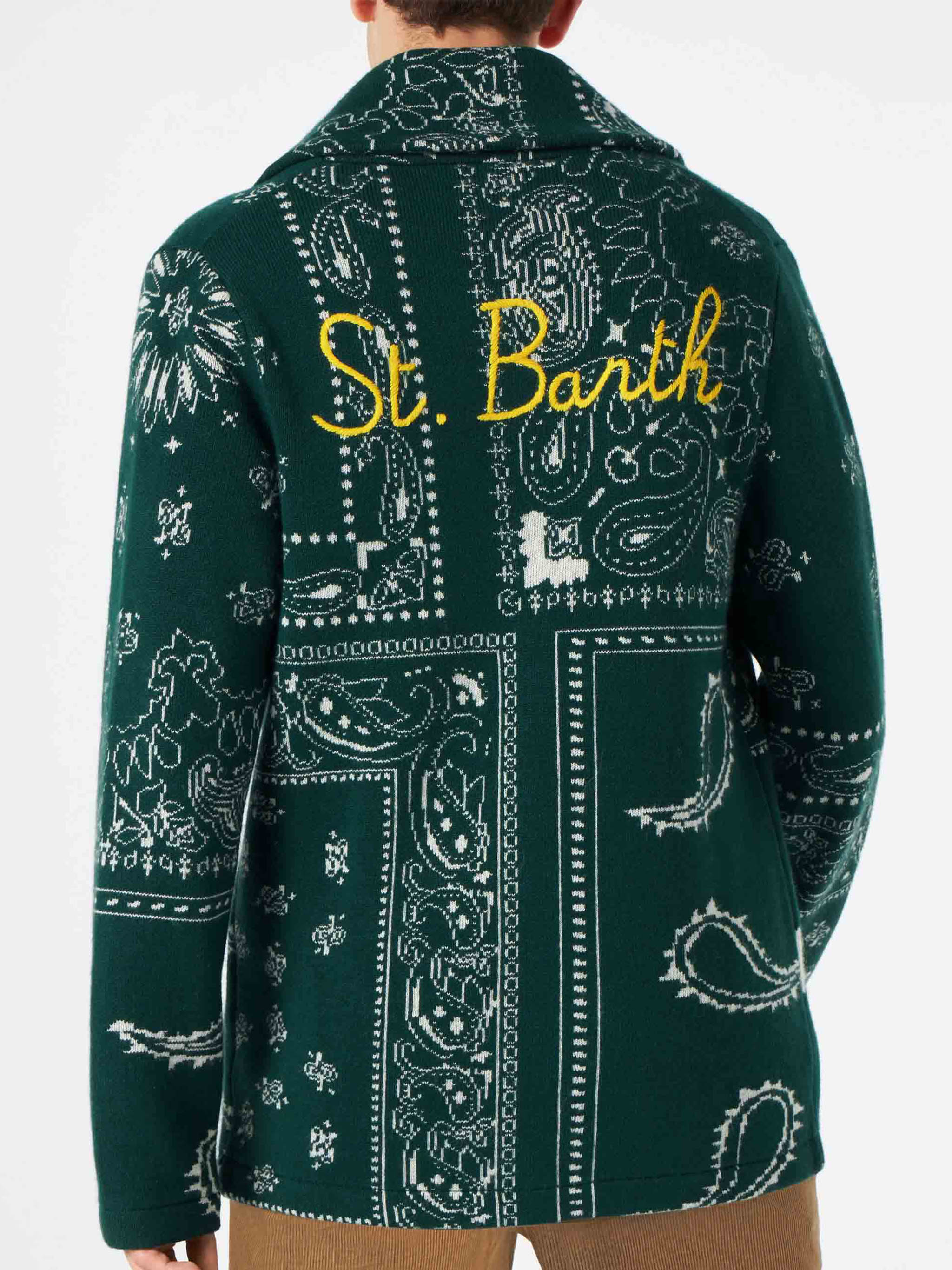 Chaqueta de punto para hombre con jacquard de bandana