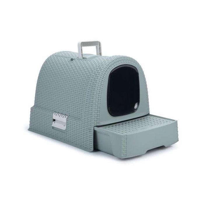 Caixa de areia para gatos CURVER - Azul acinzentado - Para gatos - 51 x 38,5 x 39,5 cm