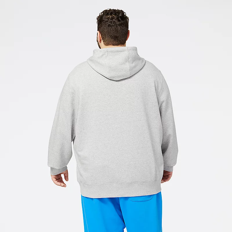Bluzy fra kapturem NB Essentials Stacked Logo Po dla mężczyzn – szare, sportowe
