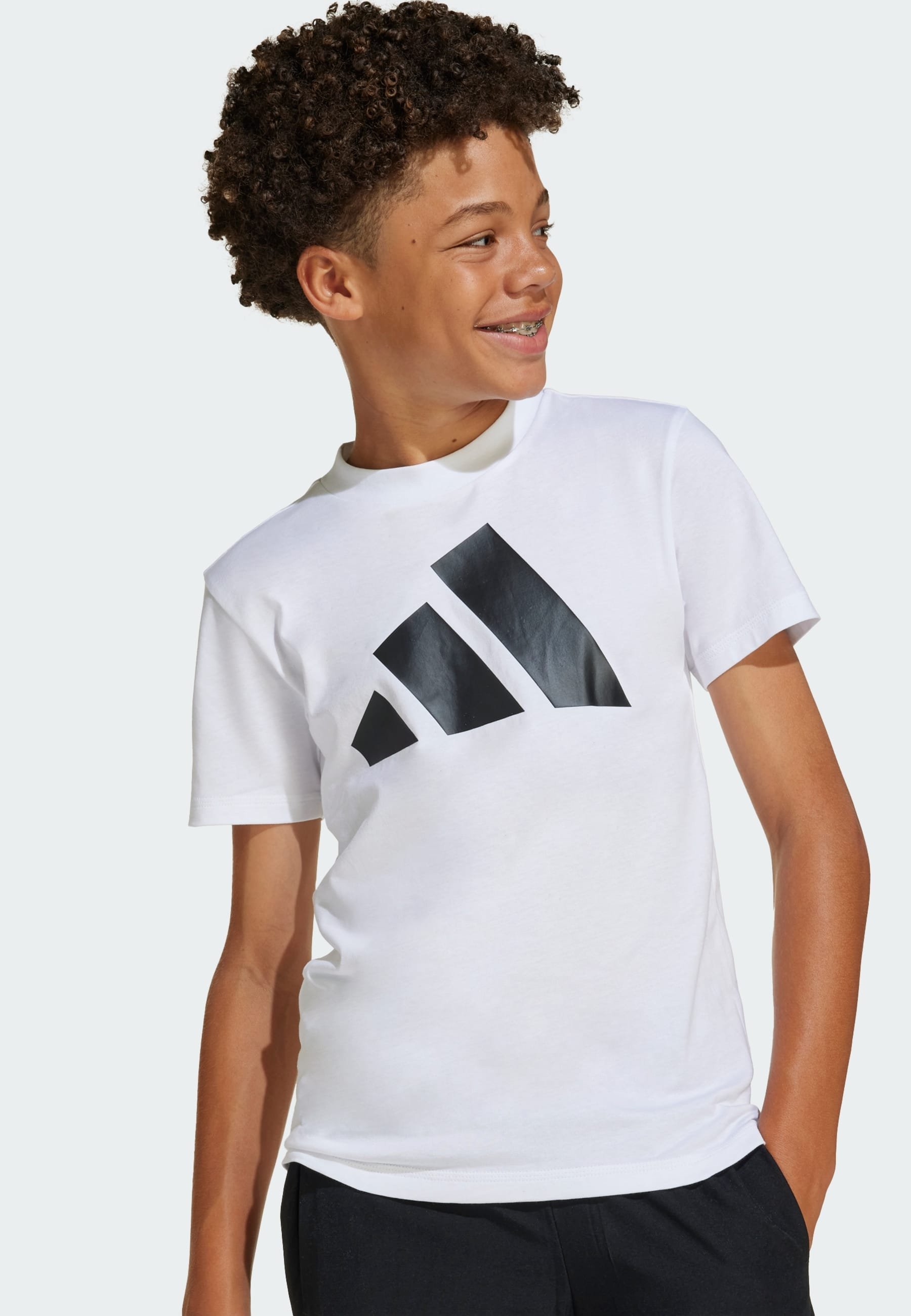 adidas Performance ESSENTIALS JUNIOR UNISEXE - T-shirt imprimé - blanc et noir