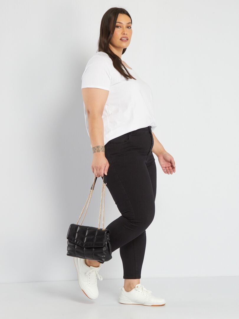 Calça jeans skinny de cintura alta - L32 - PRETA