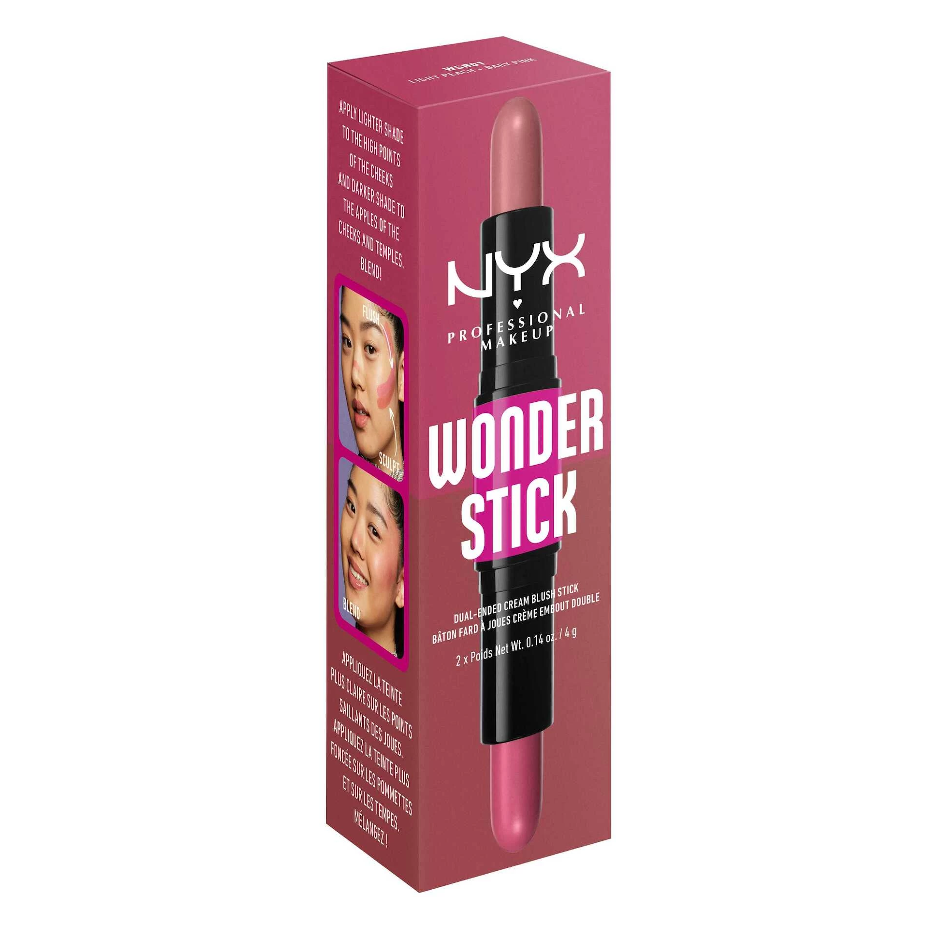 Wonder Stick dvostransko kremasto rdečilo za lica v odtenku svetlo breskev in roza - NYX Professional Makeup