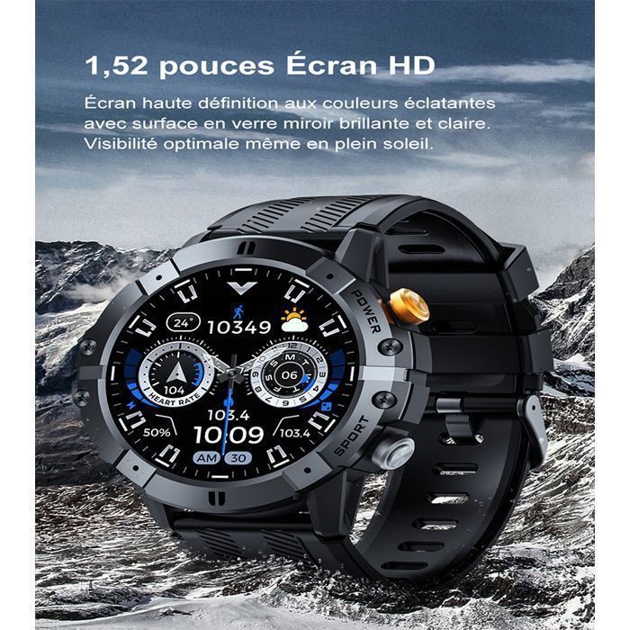 Cubot C29 Montre Connectée Homme Femme d’Appel Bluetooth, 1,52'' Smartwatch Sport Lecteur Musique SpO2 Sommeil Météo Android iOS