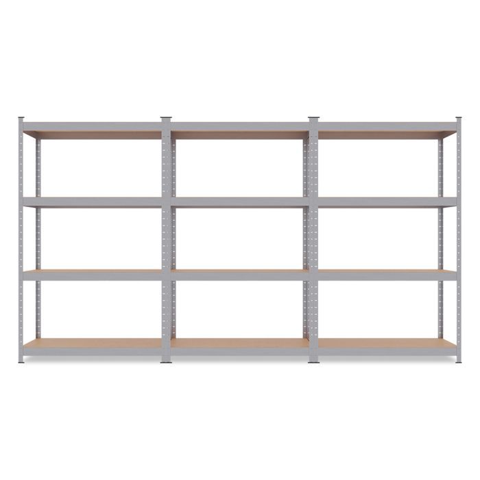 Banco da lavoro triplo con ripiani per carichi pesanti, 150 x 30 x 210 cm - EURO VANADIUM - 12 ripiani - portata massima 960 kg