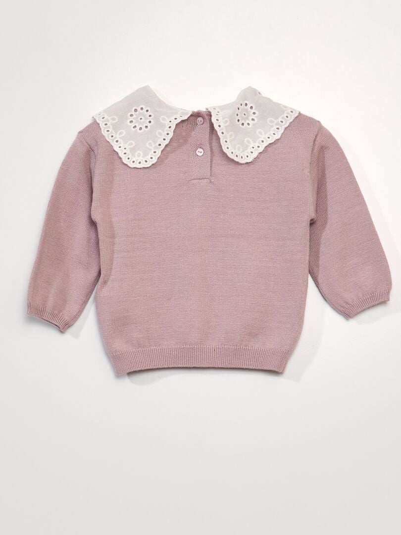 Suéter de malha macia com gola claudine - ROXO