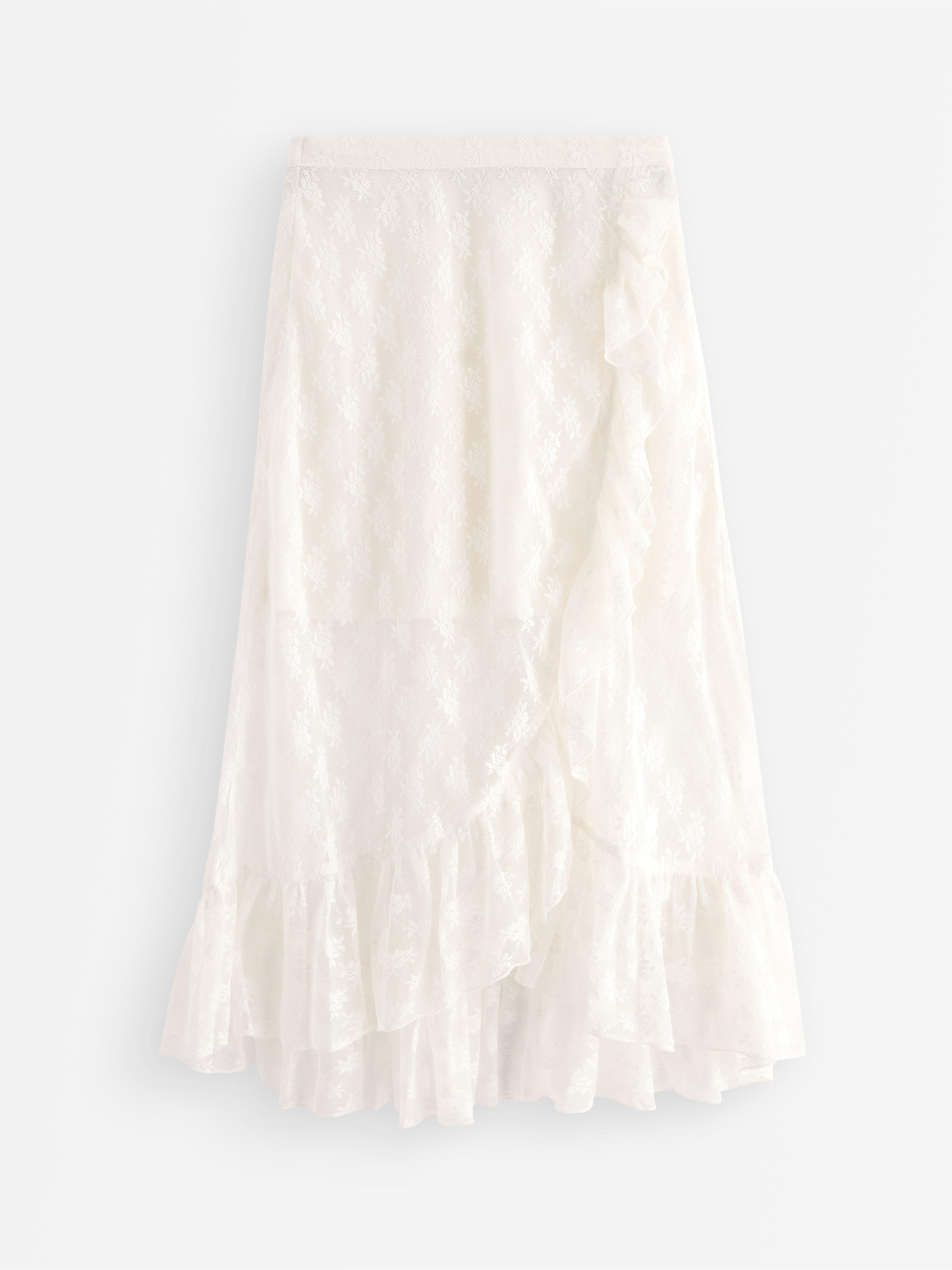 Blondenederdel med flæser Off White