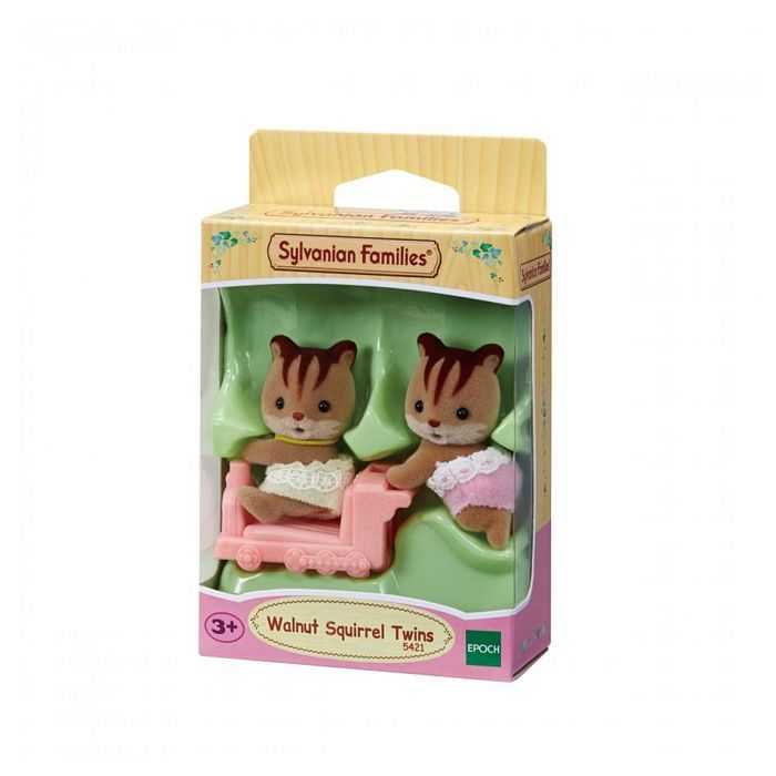 Mini-World - Sylvanian Families - Gemelli Scoiattoli Rossi - Locomotiva Rosa - Unisex - 3 anni