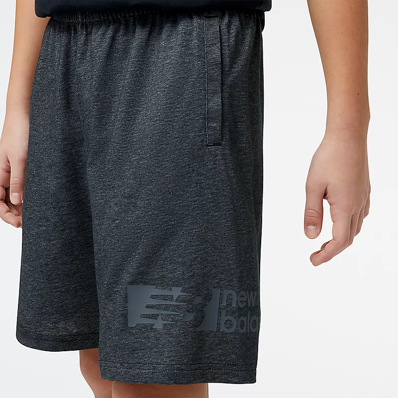 Krótkie spodenki dziecięce Heathertech Knit - CZARNY MELANŻ