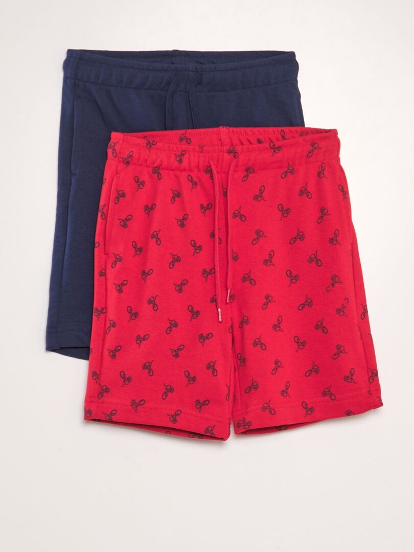 Conjunto de 2 pantalones cortos ligeros de felpa - ROJO