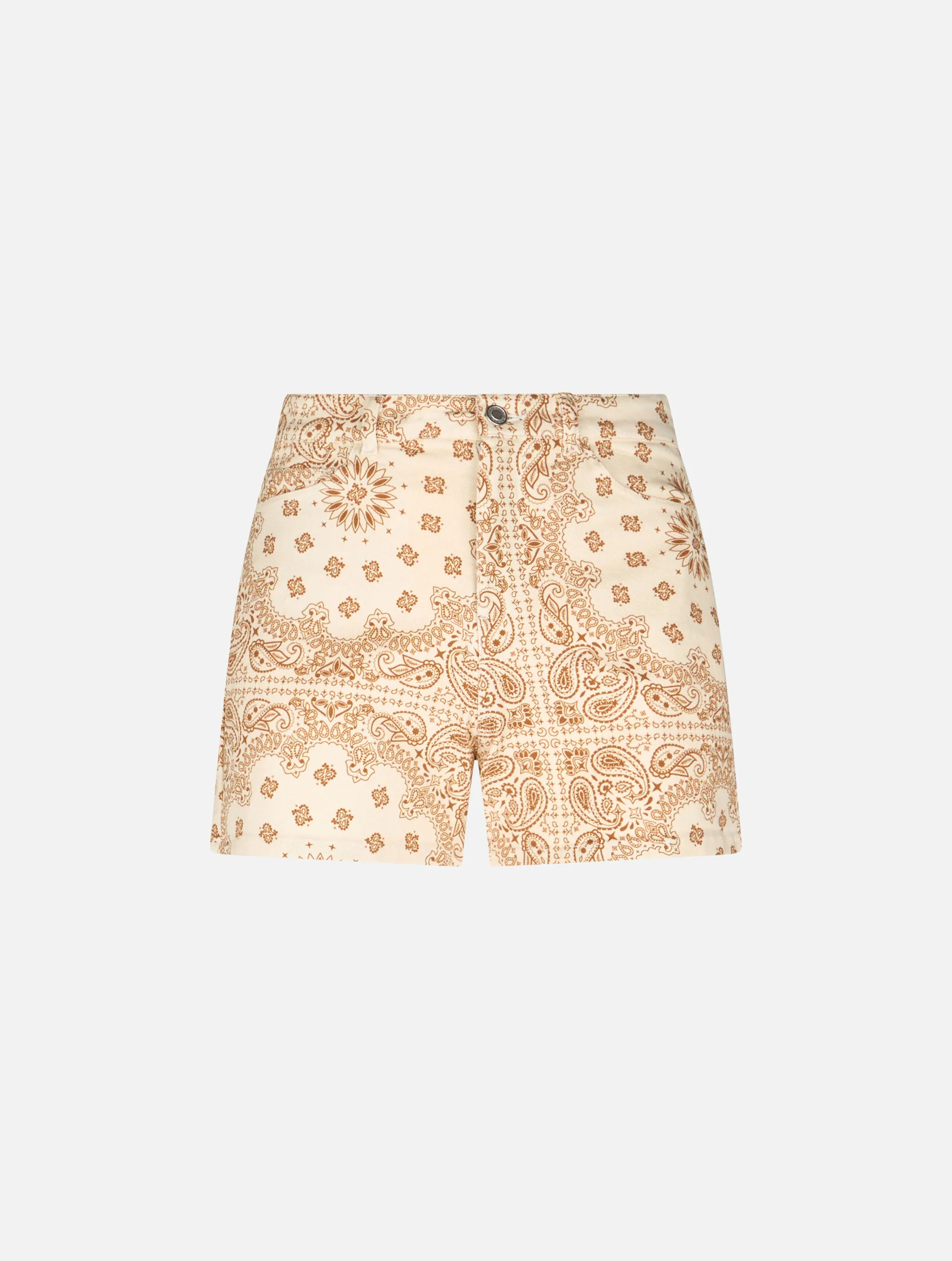 Shorts vaqueros con estampado de pañuelo de Cancún para mujer
