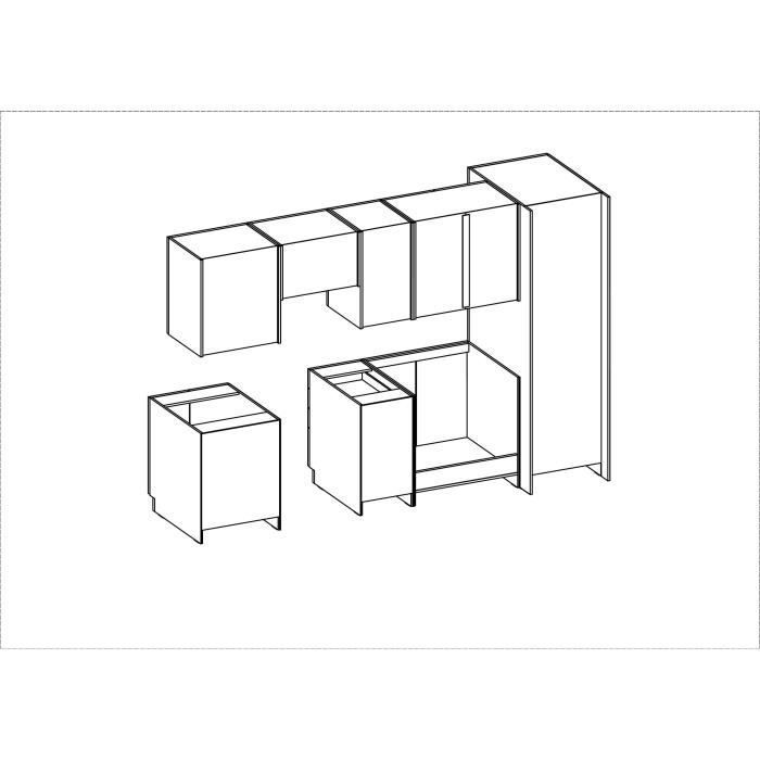 SARA Cuisine complète modulable - 8 éléments - Décor chêne sonoma - L 300 cm - Plan de travail non inclus