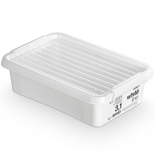 Pojemnik Pudło Plastikowe Z Pokrywą Biały 3,1 L