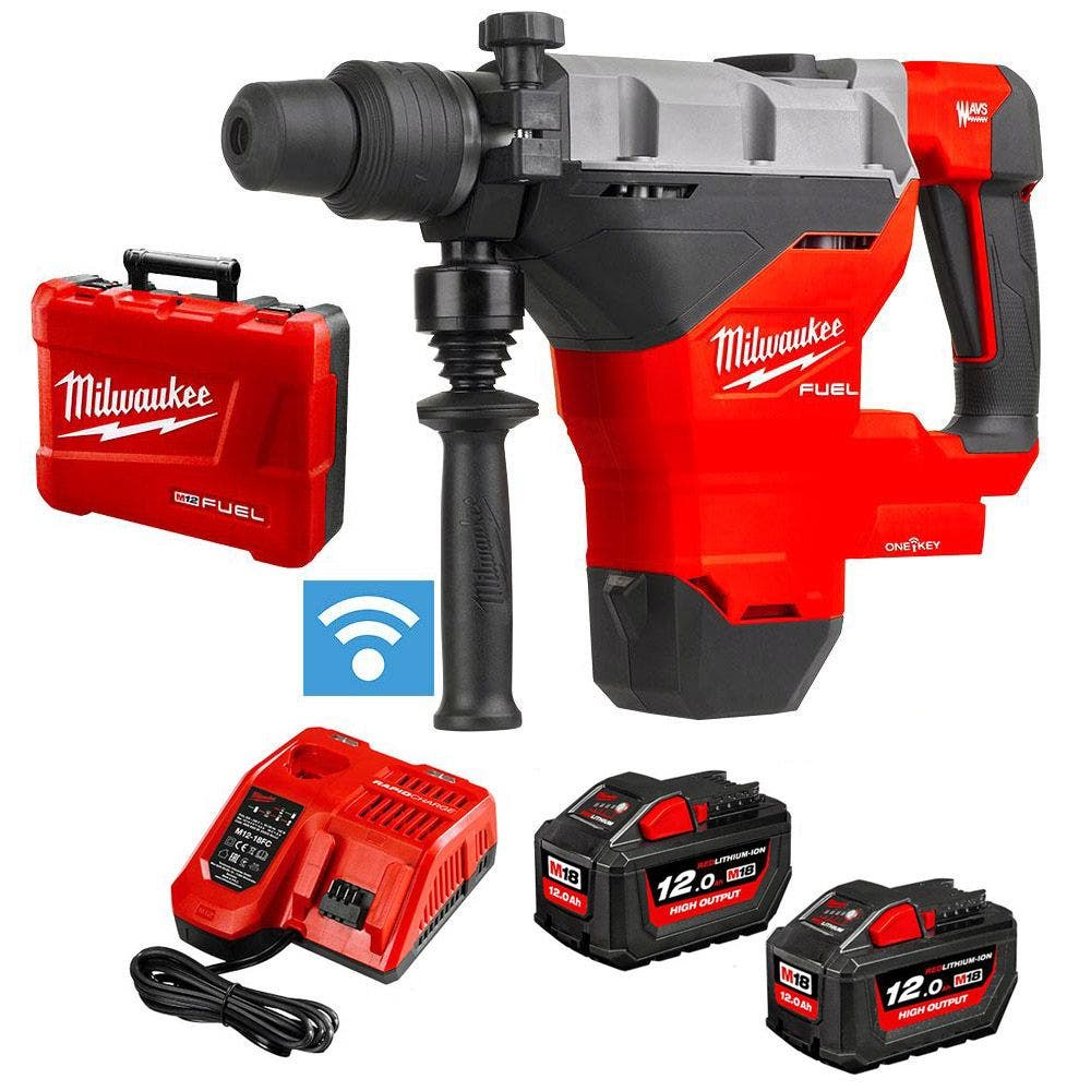 Trusă de ciocan rotopercutor MILWAUKEE 18V FUEL™ 2 x 12.0 Ah 44 mm SDS Max M18FHM-122C
