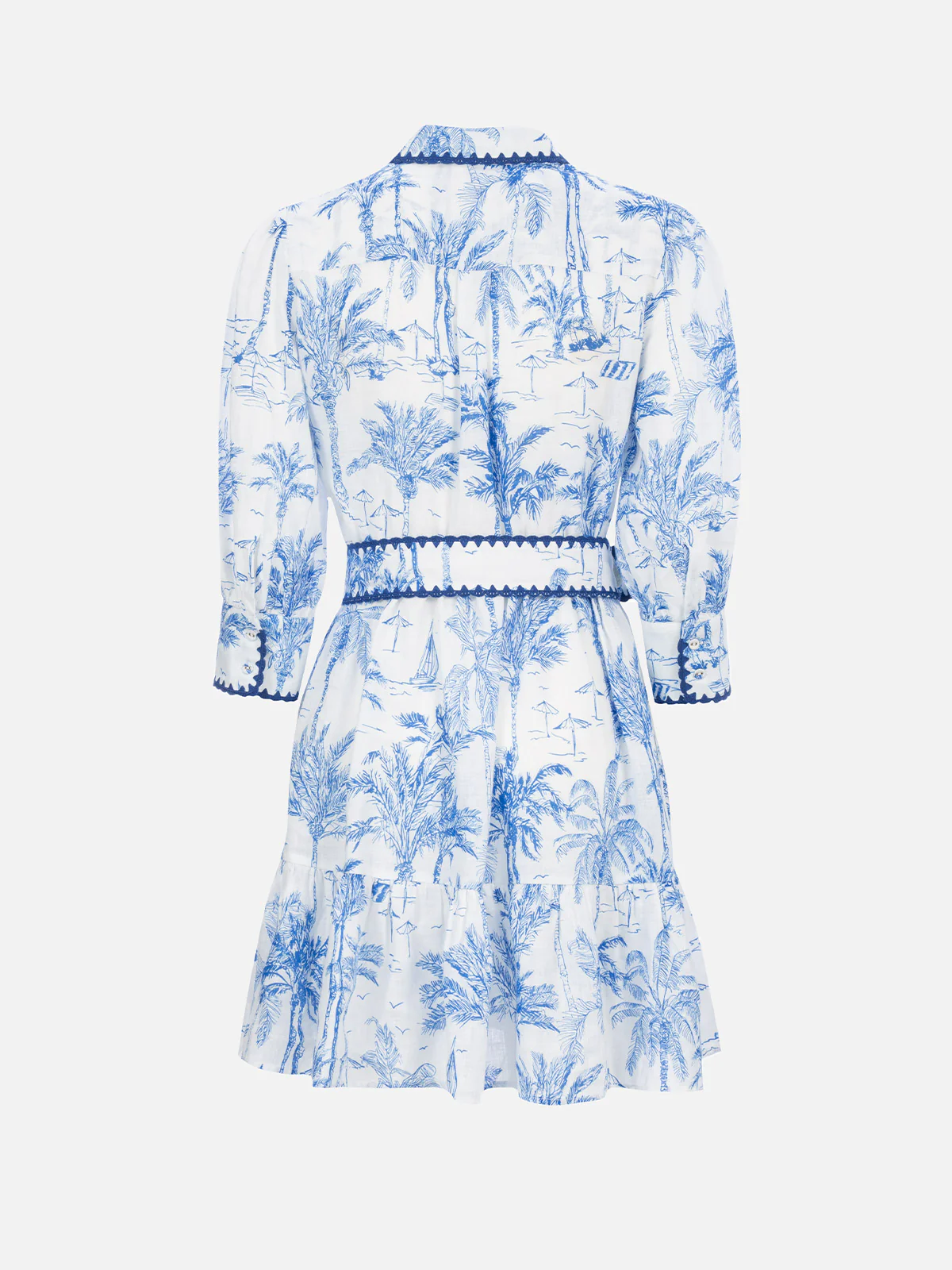 Damesjurk met korte blouse | Toile de Jouy-print | Rok met ruches | Verborgen zakken en elastische taille | 100% katoen | MC2 Saint Barth