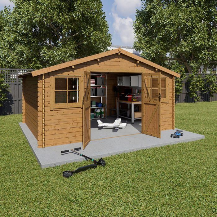 Abri de jardin bois marron 15,5 m2 Zélos