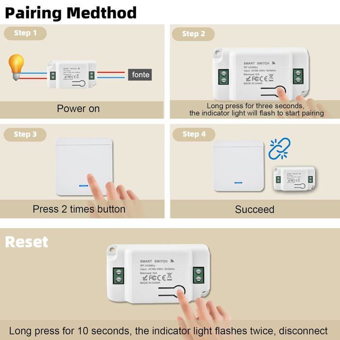 Interruptor inalámbrico - Ulisem - 10A 230V - Kit para exteriores - Interruptor bidireccional
