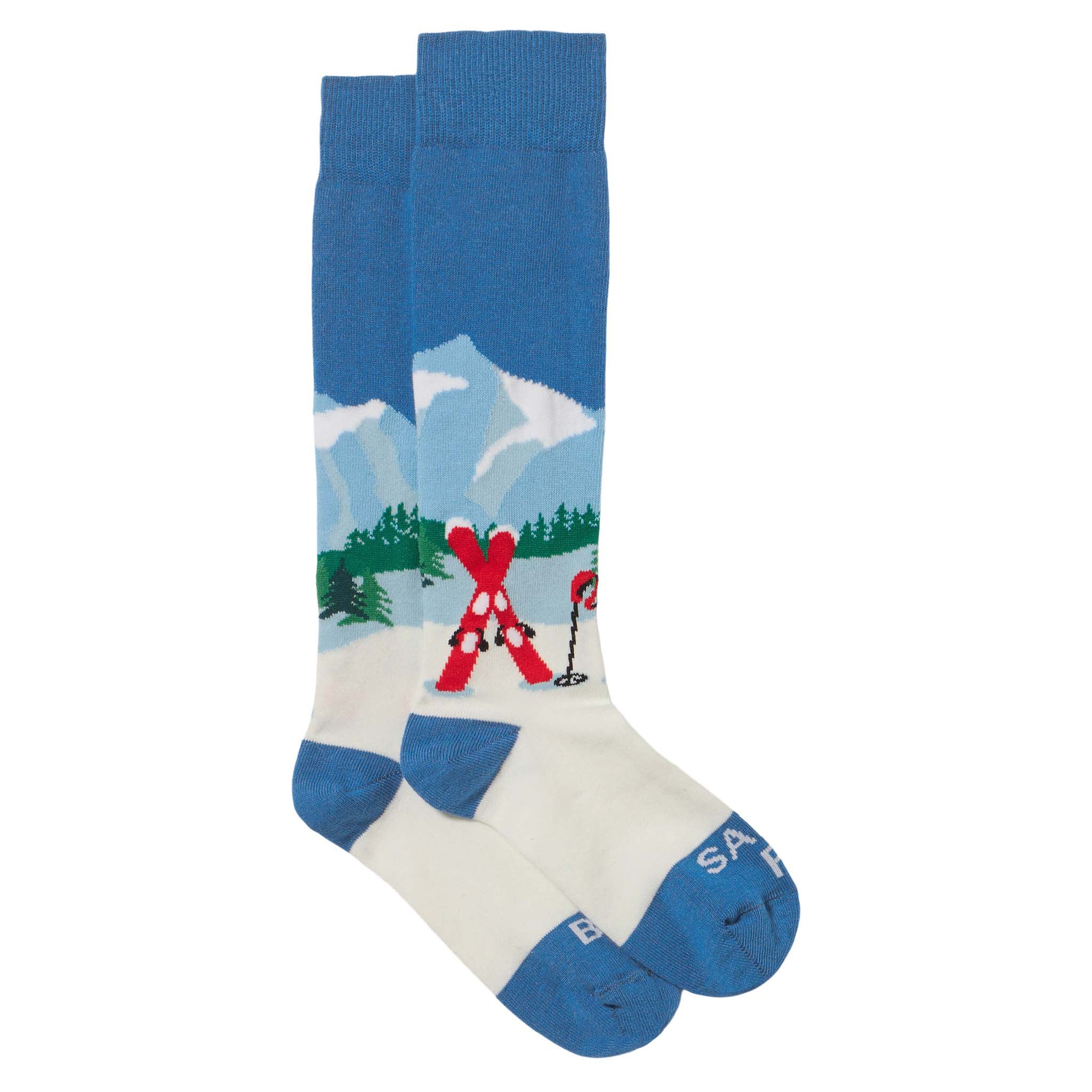 Calcetines largos infantiles con estampado de postal de montaña