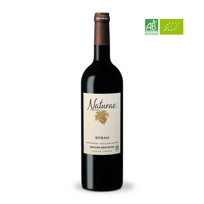Naturae Syrah 2023, vino tinto vegano ecológico de 75 cl, sin sulfitos, paquete de 6 botellas.