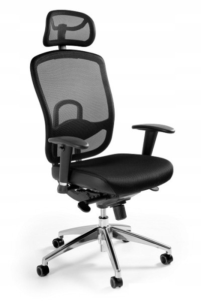 Ergonomiczny fotel biurowy VIP chrom/czarny