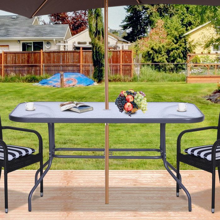 Tavolo da giardino in metallo Outsunny, 140x80x70 cm, grigio