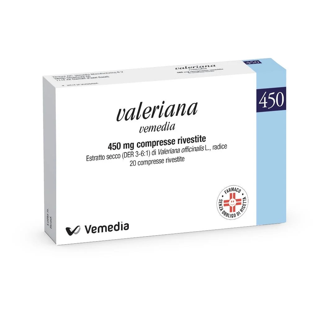 DISPERT Valerian Vemedia 450 mg 20 comprimidos para trastornos del sueño y tensión nerviosa