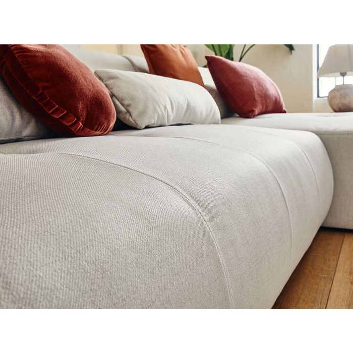 Onyx - Sofá modular panorâmico de canto com 7 lugares, chaise à esquerda - em tecido - Bege