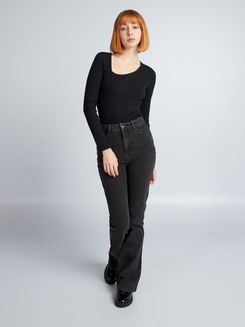 Jeansy dzwony/bootcut z wysokim stanem - CZARNE