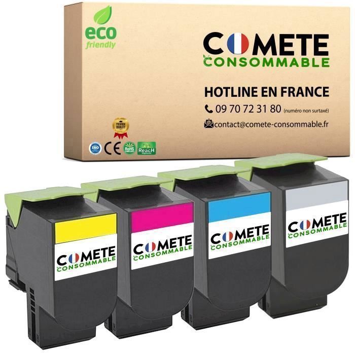 802S - Confezione da 4 toner compatibili per Lexmark CX310 CX410 CX510 CX310dn CX310n CX31 802S - CONSUMABILI COMETE