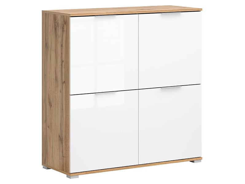 Szafka Zele 104 cm czterodrzwiowa dąb wotan/biały połysk