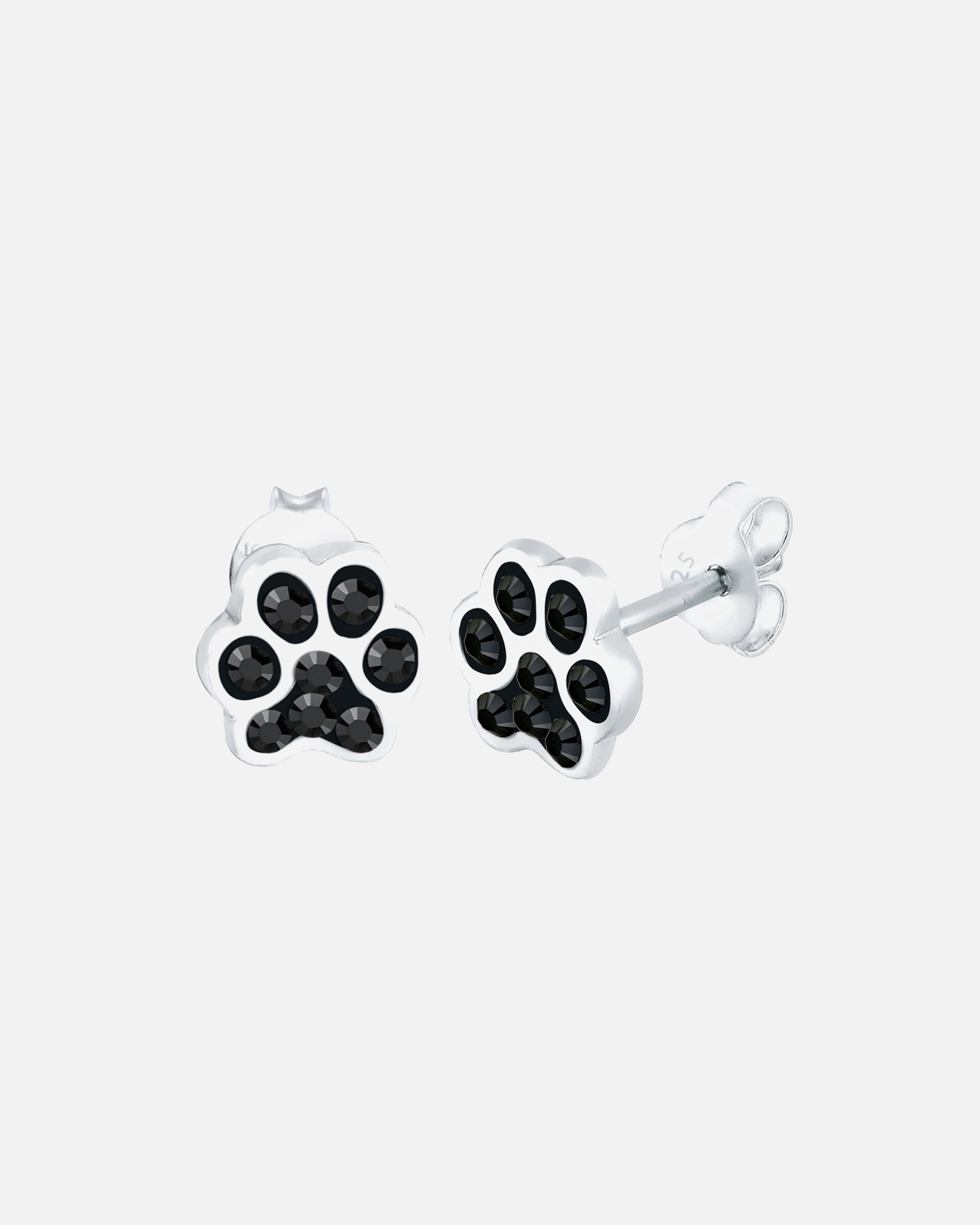 Elli Femmes Clous d'oreilles Patte Chien Chat avec Cristaux en Argent Sterling 925