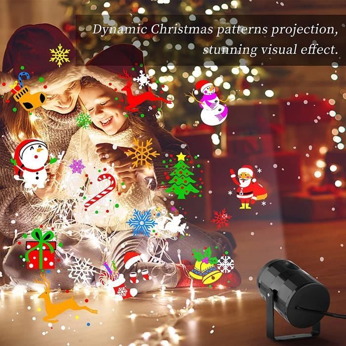 projecteur noel exterieur, led lampe projecteur avec 16 dynamique motifs, lumière decoration noel, eclairage de noël pour interieu
