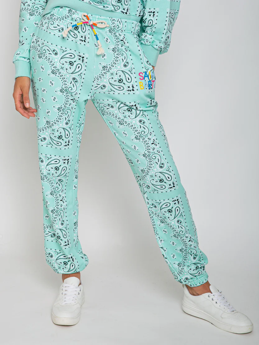 Pantalones deportivos de algodón con estampado de bandana y bordado de Saint Barth.