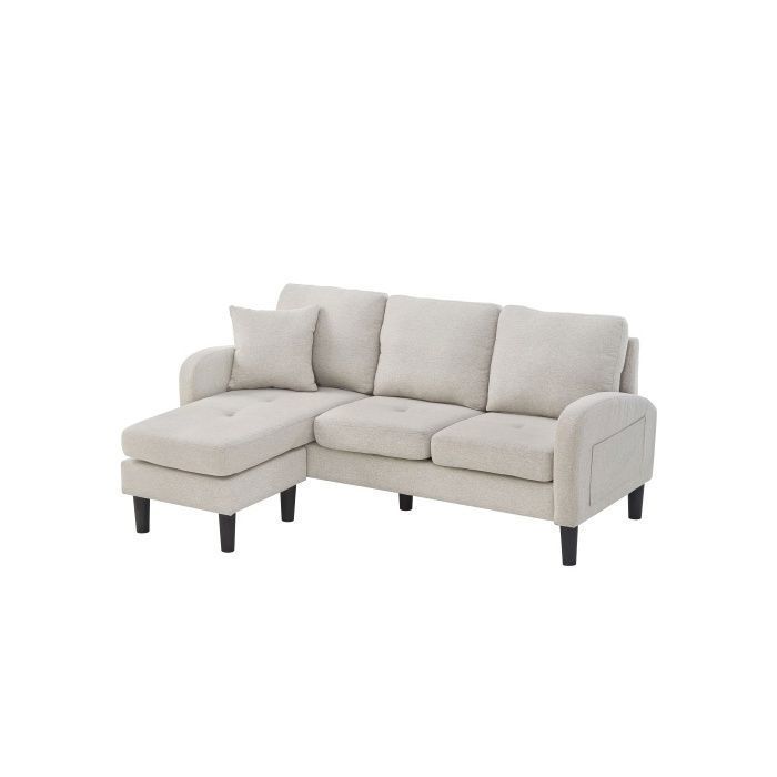 Canapé d'angle en forme de L avec fauteuil - canapé 3 places, 166 x 118 x 77 cm, linge de coton respirant