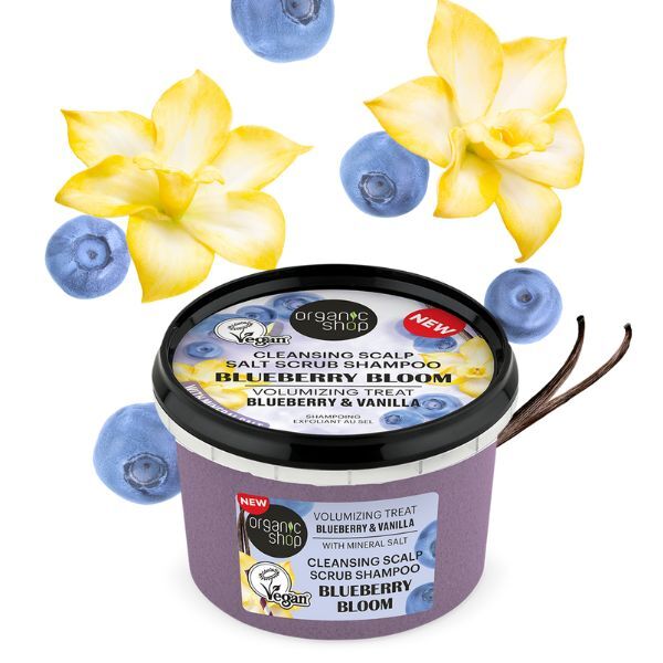 Organic Shop Scalp Salt Scrub šampon s příchutí borůvkového květu, 250 ml