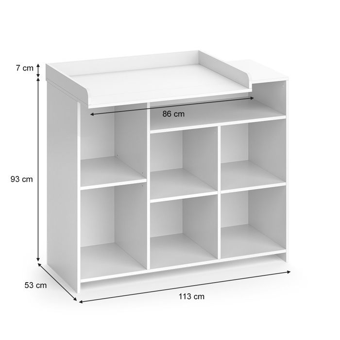 Trocador Oskar 113x100cm com prateleiras abertas, Branco, Vicco 37275
