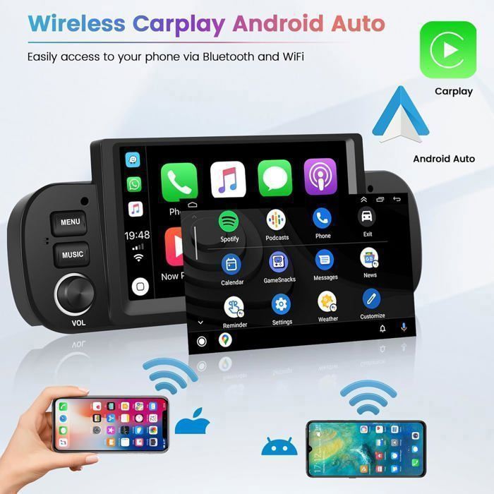 IBEAFILLY Autoradio 9 pouces Android 13 GPS CarPlay pour FIAT pour  PANDA 2013-2020 avec caméra Arrière 2Go+ 32Go