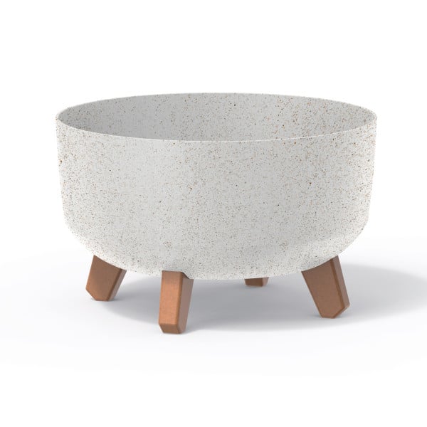 Donica ogrodowa okrągła Gracia Low ECO Wood 28,5 cm biała PROSPERPLAST
