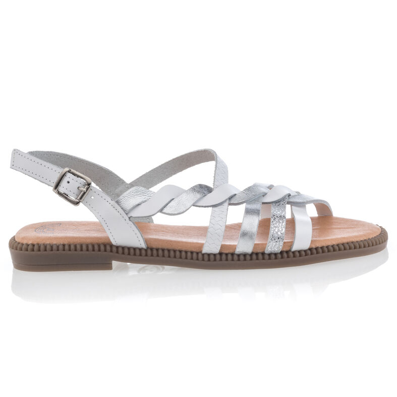 Weiße Damensandalen / Zehenfreie Schuhe