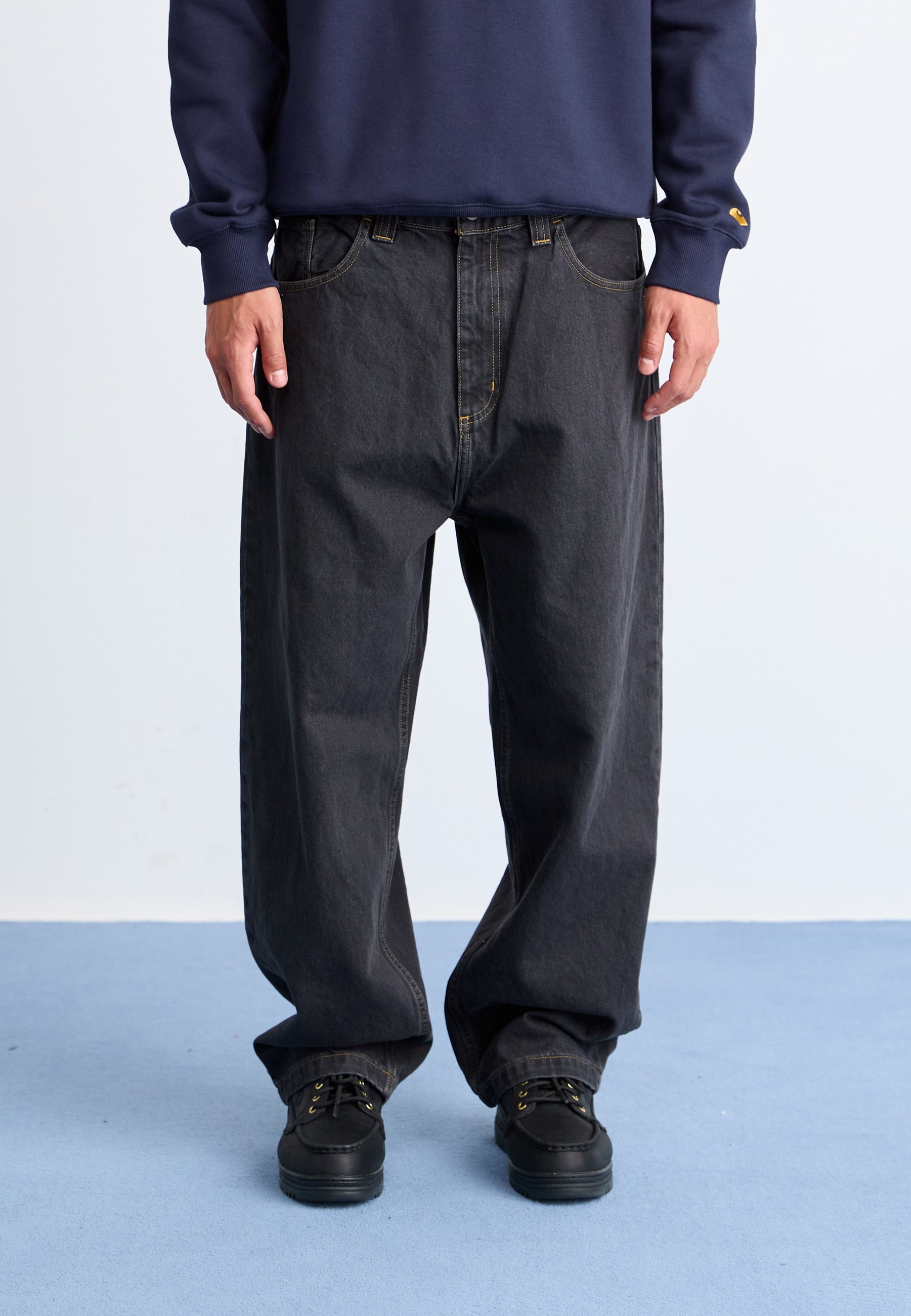 Carhartt WIP BRANDON PANT SMITH - Baggy jeans - zwart stonewashed