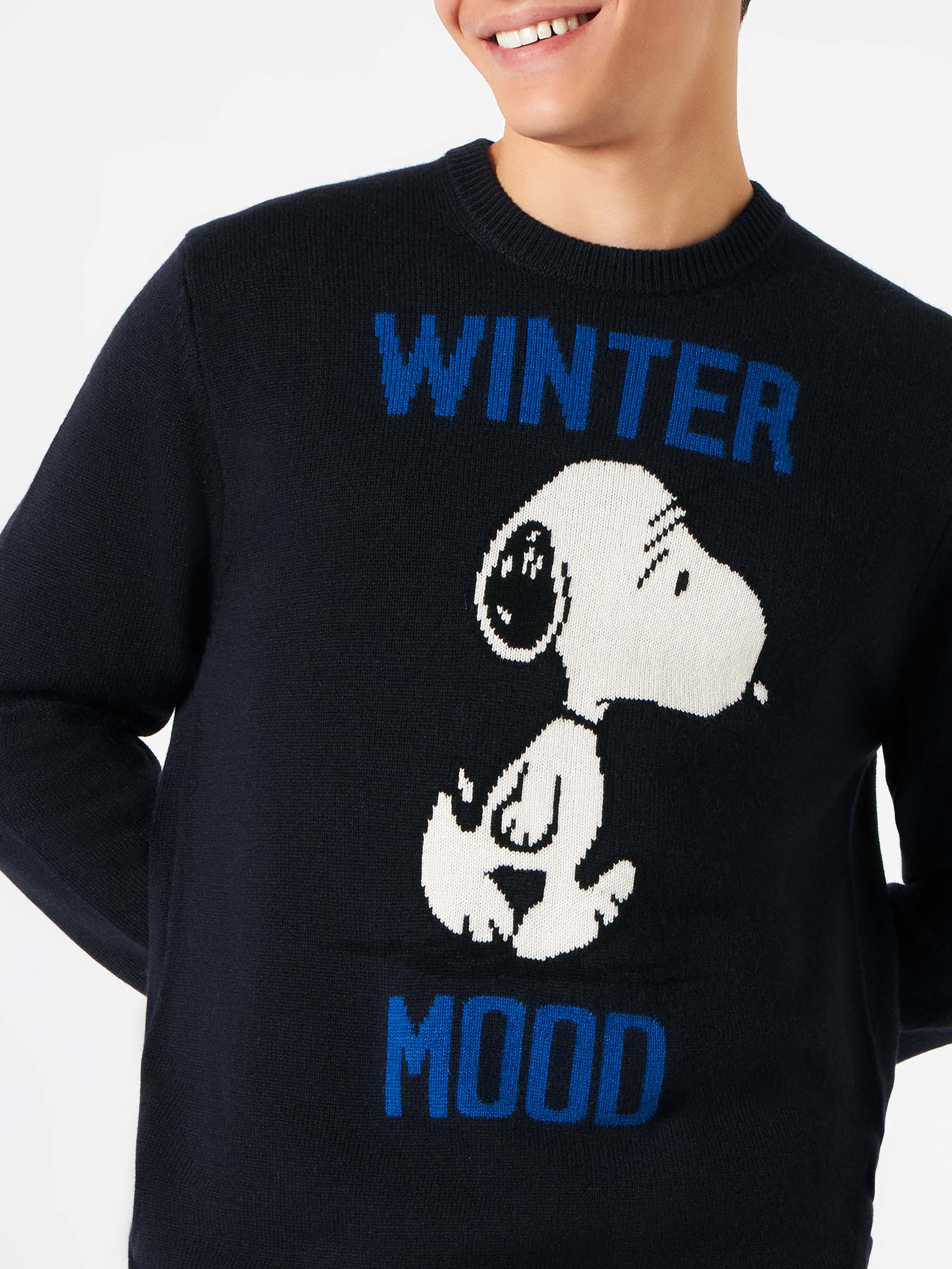 Maglione da uomo blu stampa Winter Mood Snoopy | SNOOPY - EDIZIONE SPE