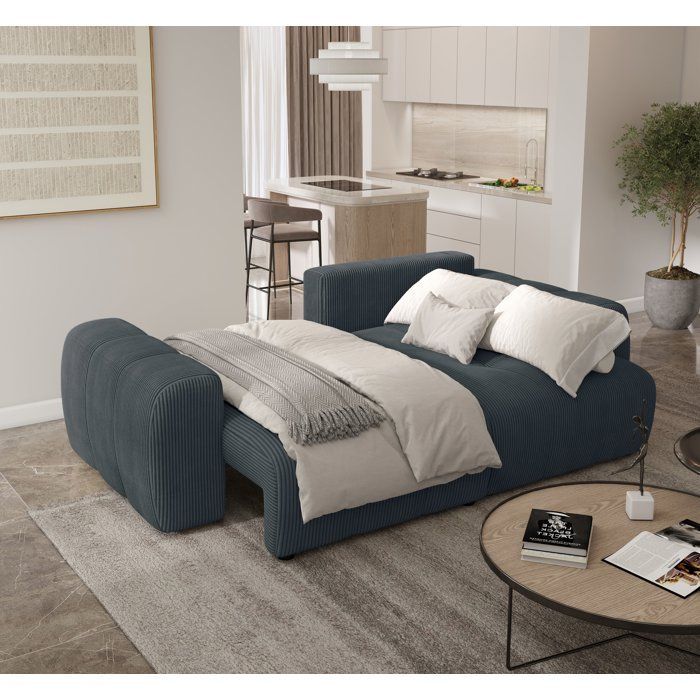 Convertible corner sofa - 4-seater - BRANDON - Anthracite Grey Fabric - 242 x 144 x 86 cm