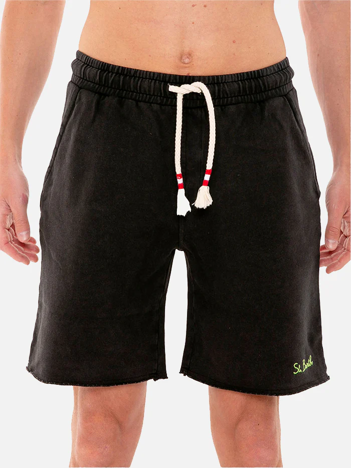 Bermudashorts voor heren van vervaagd zwart katoen.
