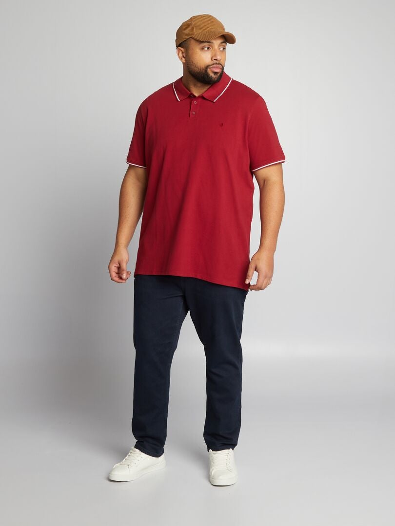 Polo shirt van contrasterend katoen - ROOD